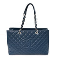 Caviar Quilted XL Grand Shopping Tote GST Dark Blue