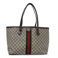 GG Supreme Monogram Medium Ophidia Shopping Tote Brown