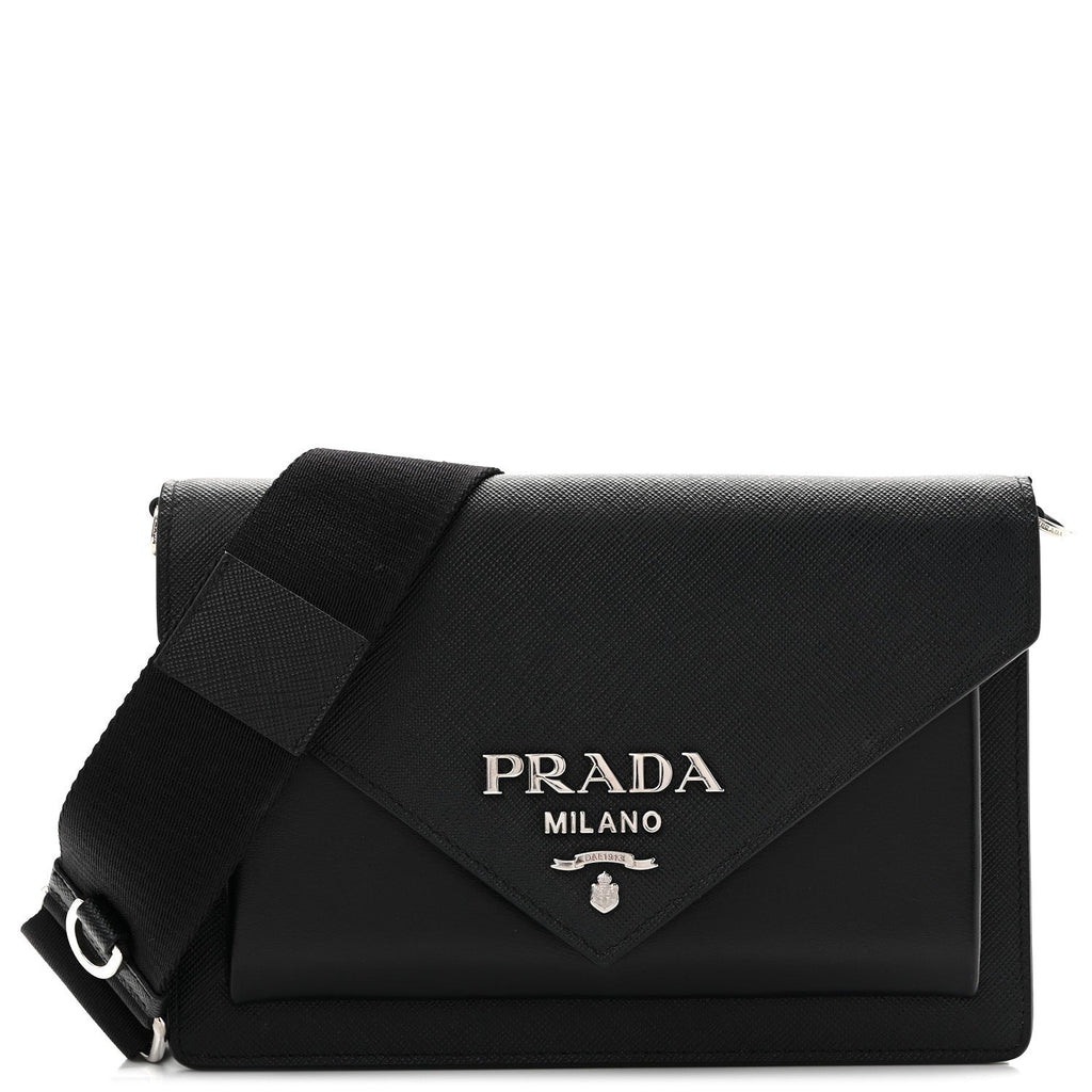 Saffiano City Calf Mini Envelope Bag Black