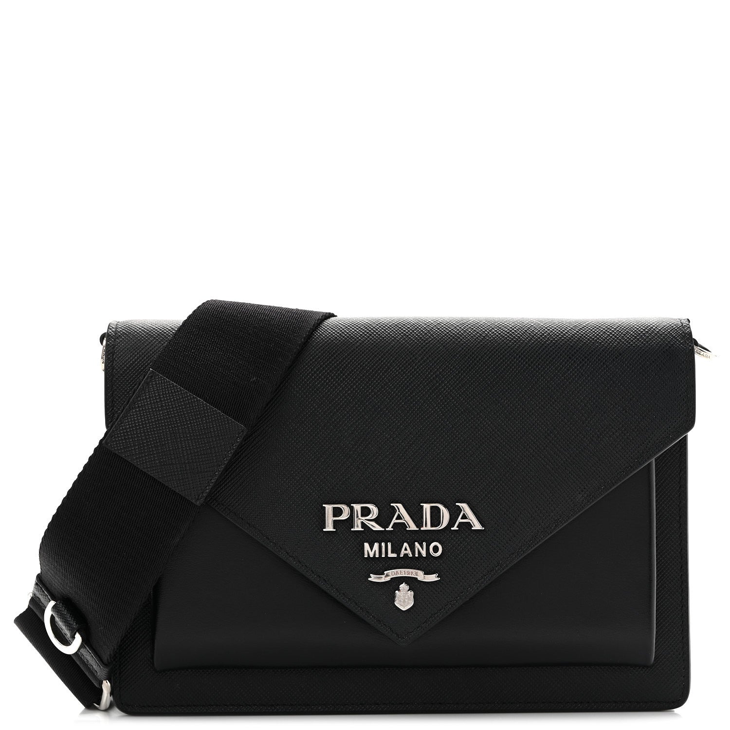 Saffiano City Calf Mini Envelope Bag Black