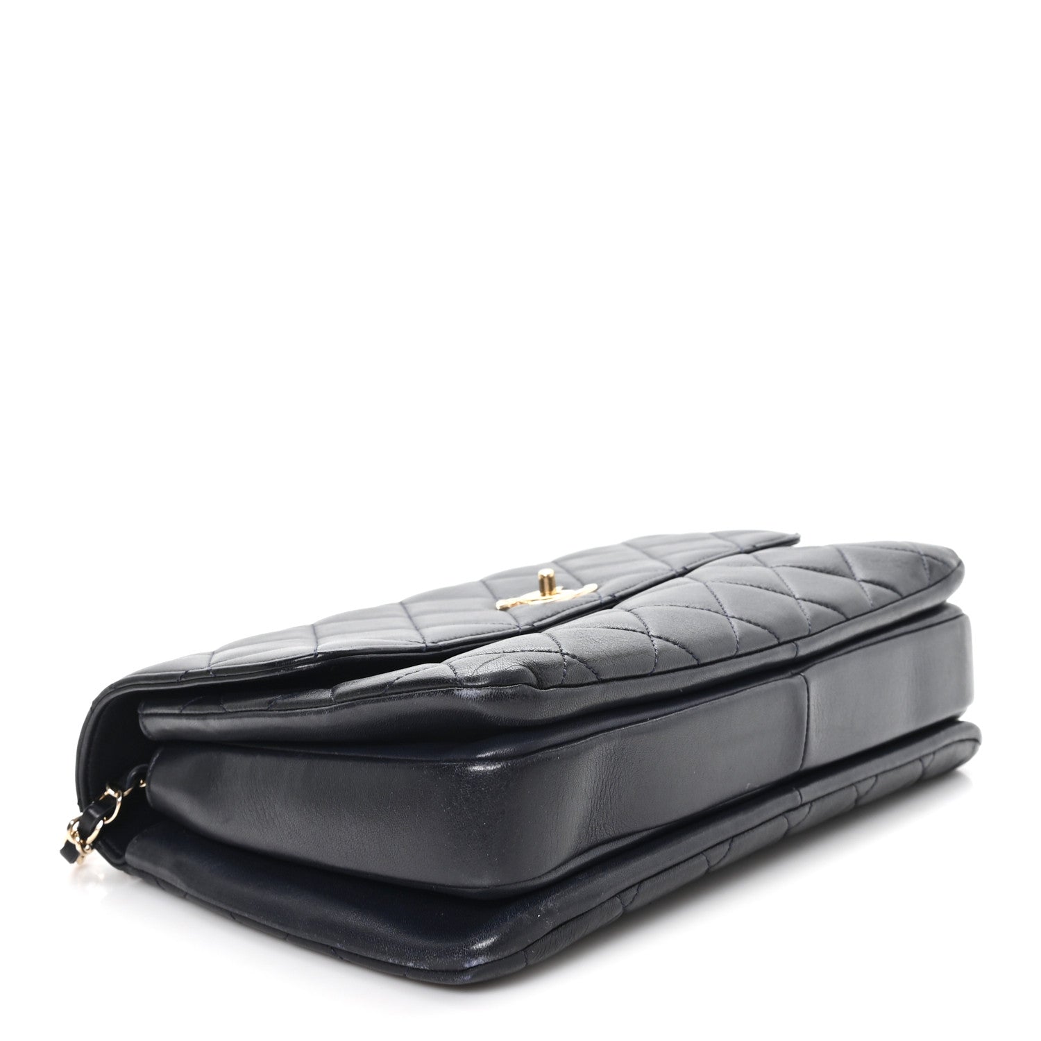 Lambskin Quilted Medium Trendy CC Flap Dual Handle Bag Black