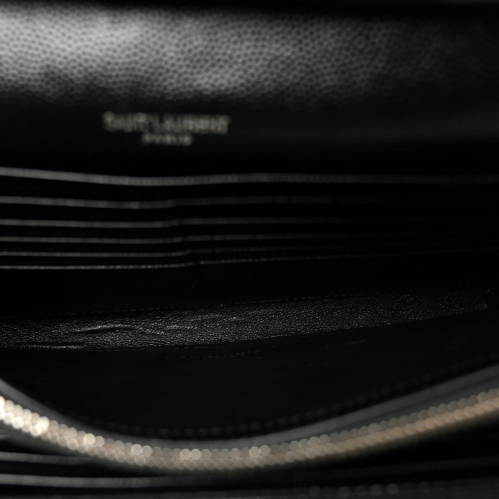 Grain De Poudre Matelasse Chevron Monogram Chain Wallet Black