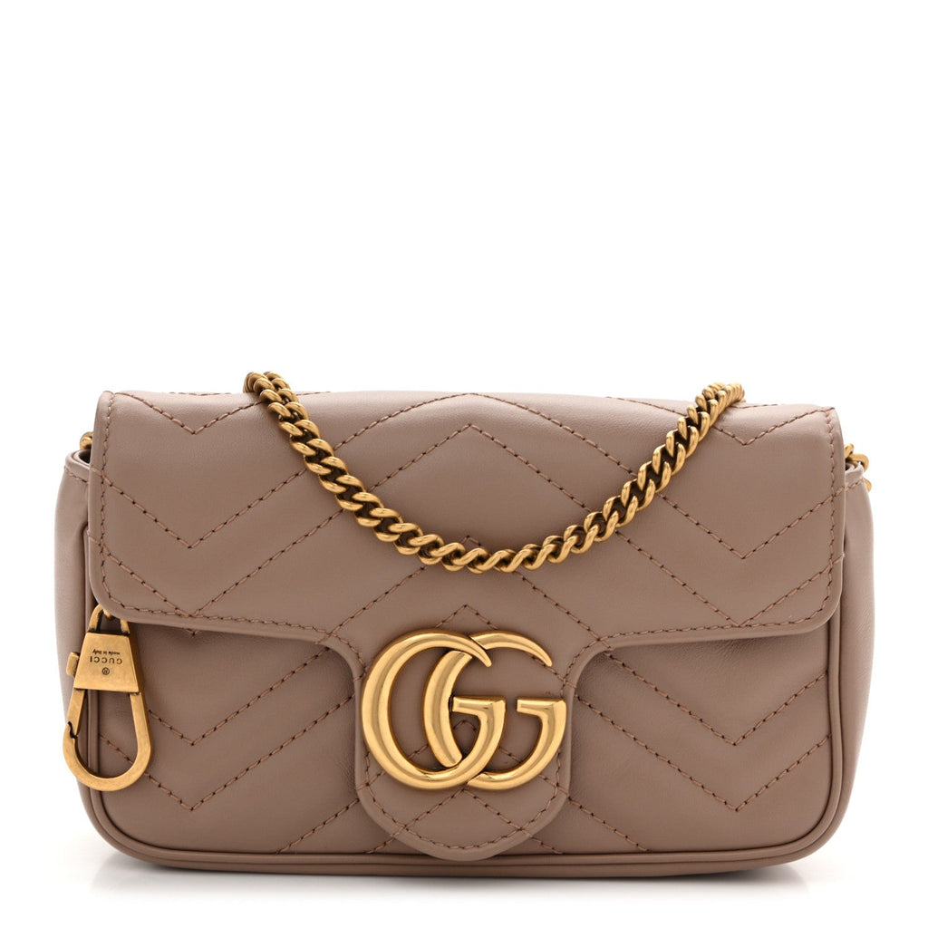 Calfskin Matelasse Super Mini GG Marmont Shoulder Bag Porcelain Rose