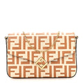 Calfskin FF Diamonds Wallet On Chain Camellia Caramel
