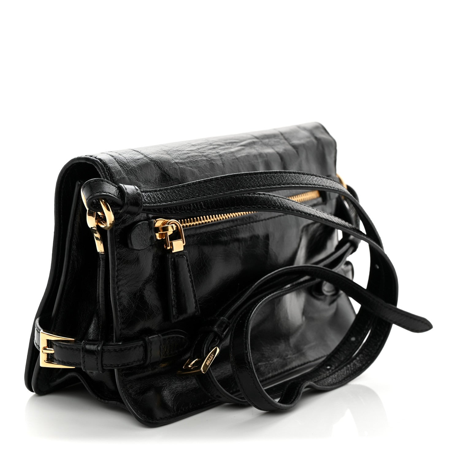 Soft Lux Calfskin Triangle Mini Shoulder Bag Black