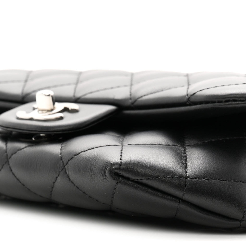 Calfskin Quilted CC Uniform Flap Belt Bag Black