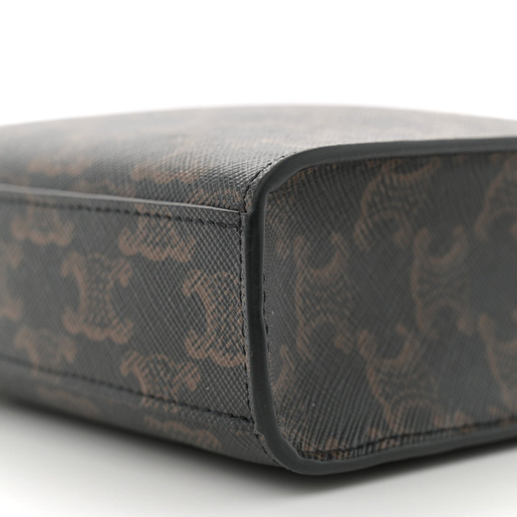 Triomphe Canvas Calfskin Mini Vertical Cabas Tan