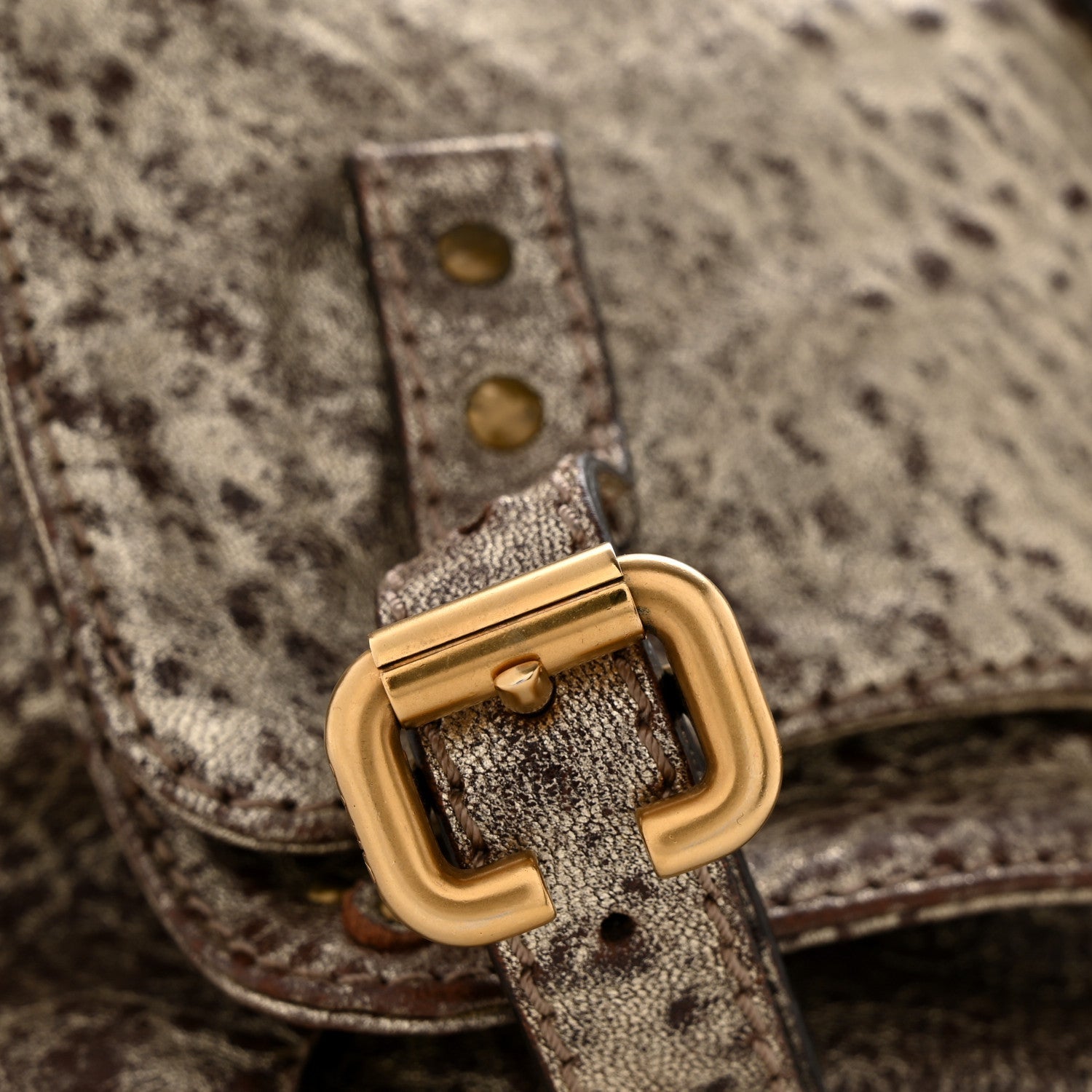 Metallic Pebbled Lambskin Paddington Satchel Grey