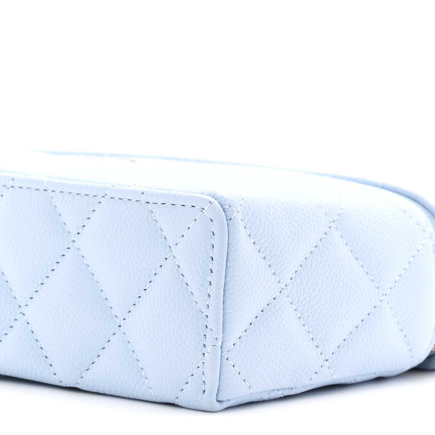 Caviar Quilted Top Handle Slim Vanity With Chain Light Blue Light Blue