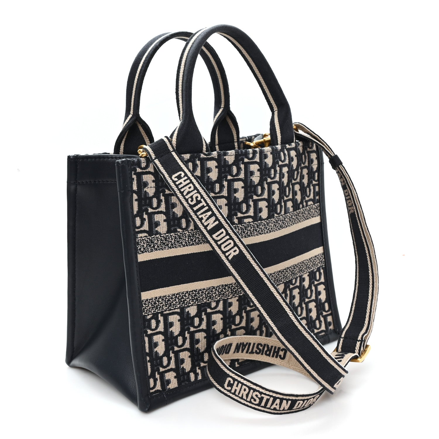 Oblique Calfskin Small Book Tote With Strap Blue Multicolor