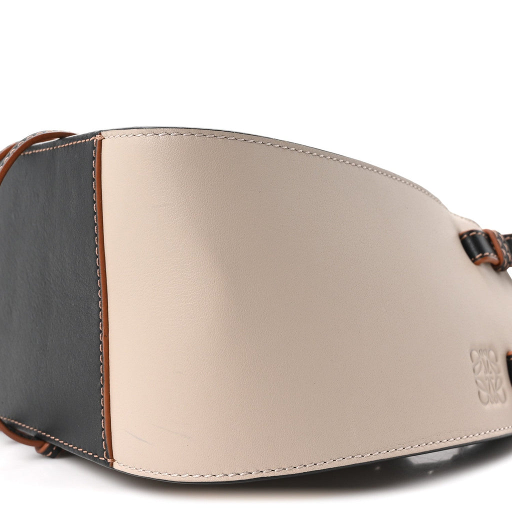 Calfskin Canvas Mini Hammock Shoulder Bag Mink Black