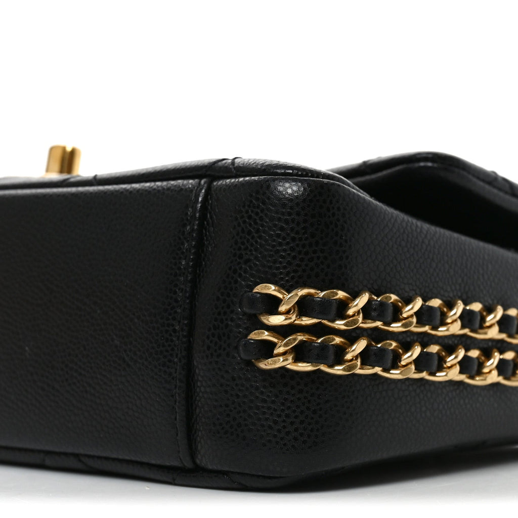 Caviar Quilted Mini CC You Flap Black