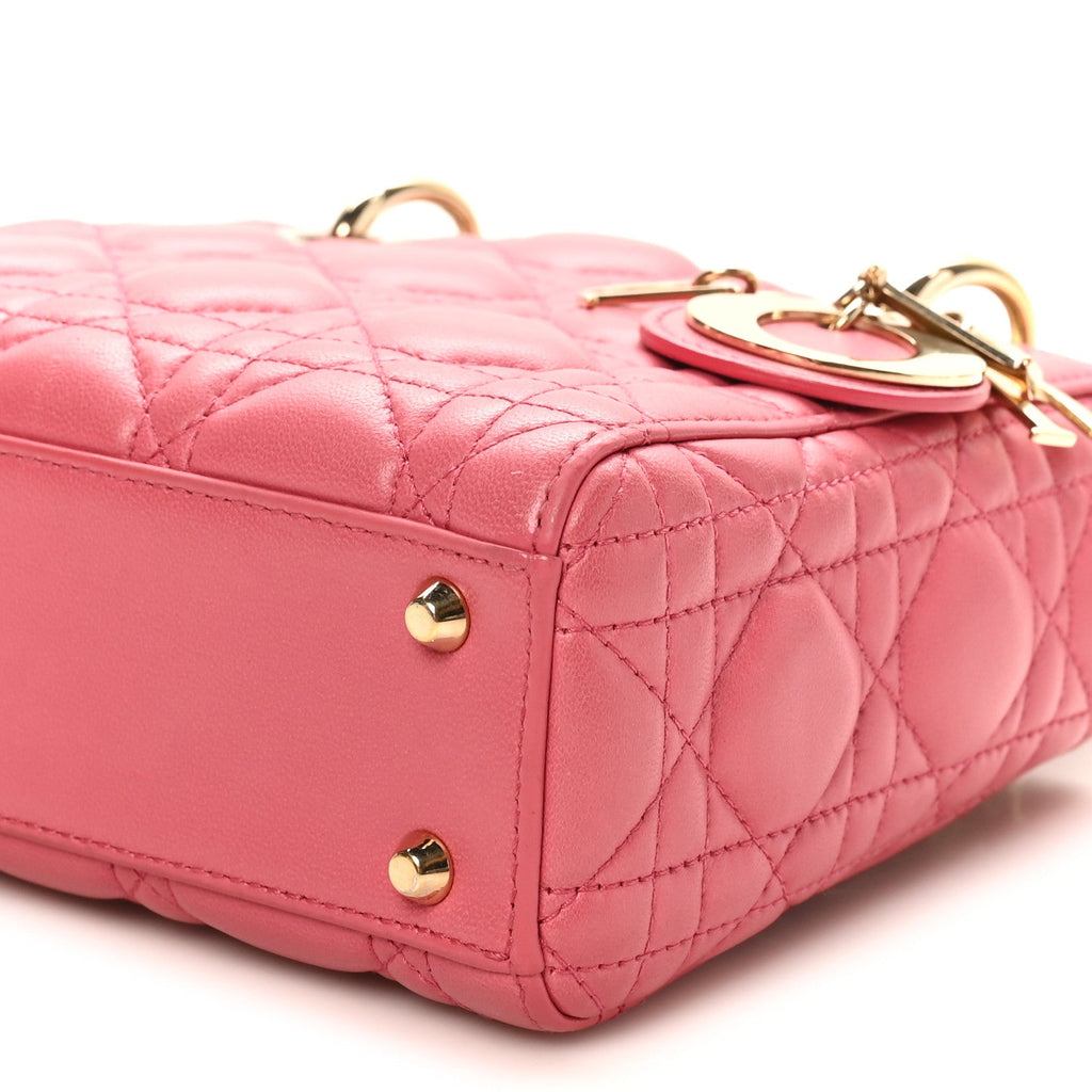 Lambskin Cannage Mini Lady Dior Pink Pink