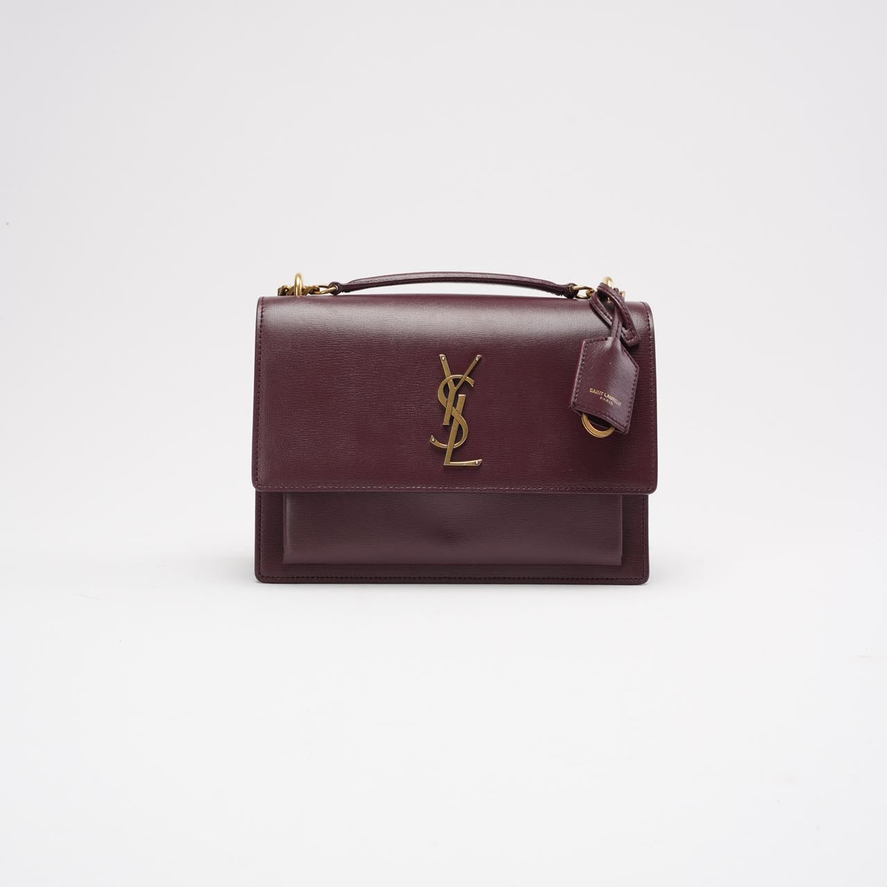 Saint Laurent Burgundy Calfskin Medium Monogram Sunset 2018
