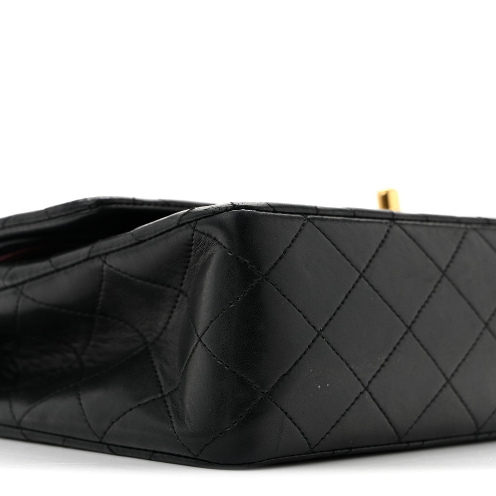 Lambskin Quilted Medium Double Flap Black