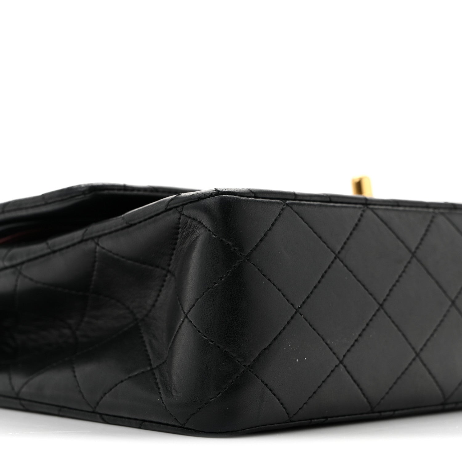 Lambskin Quilted Medium Double Flap Black