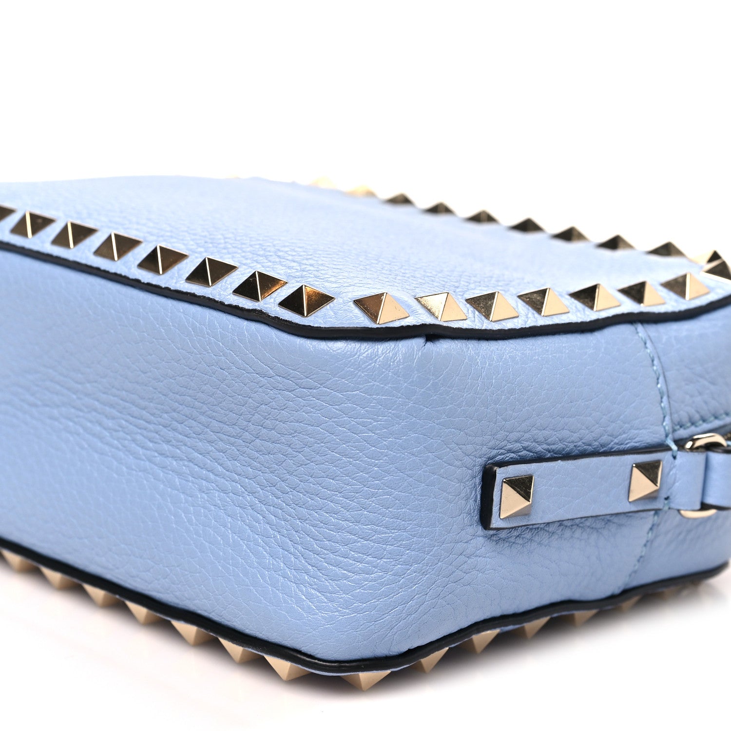 Pebbled Calfskin Rockstud Camera Crossbody Bag Niagara