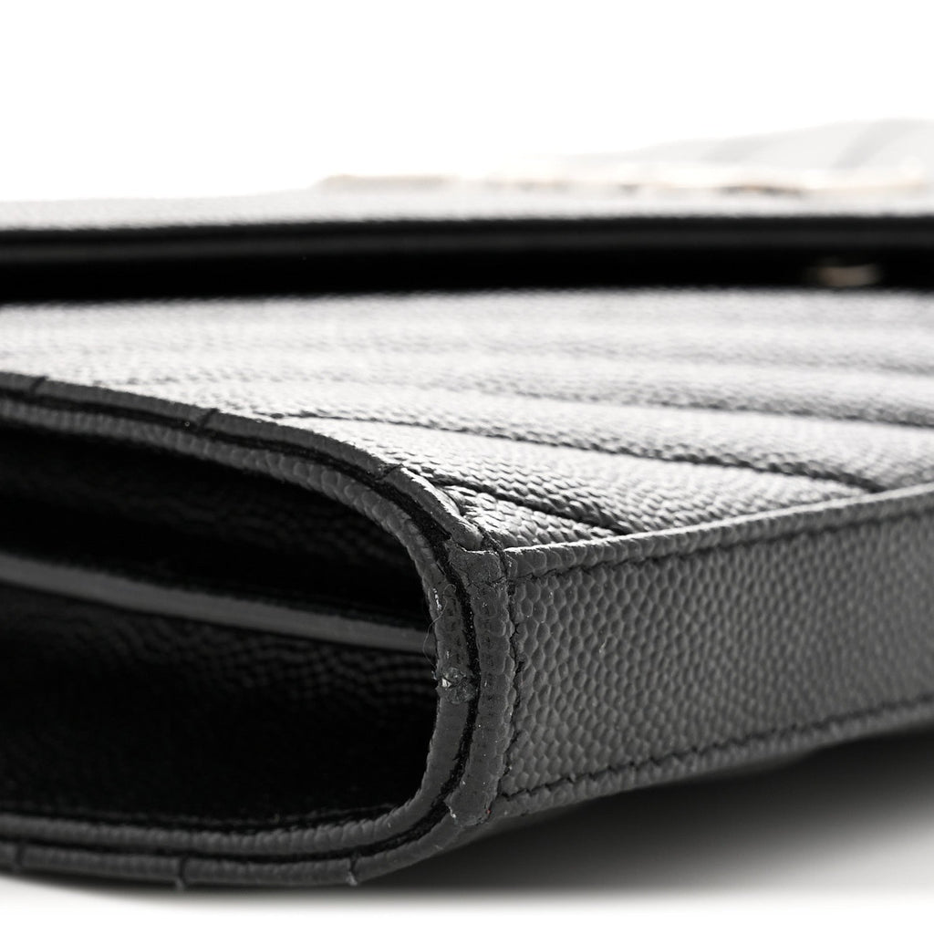 Grain De Poudre Matelasse Chevron Monogram Chain Wallet Black