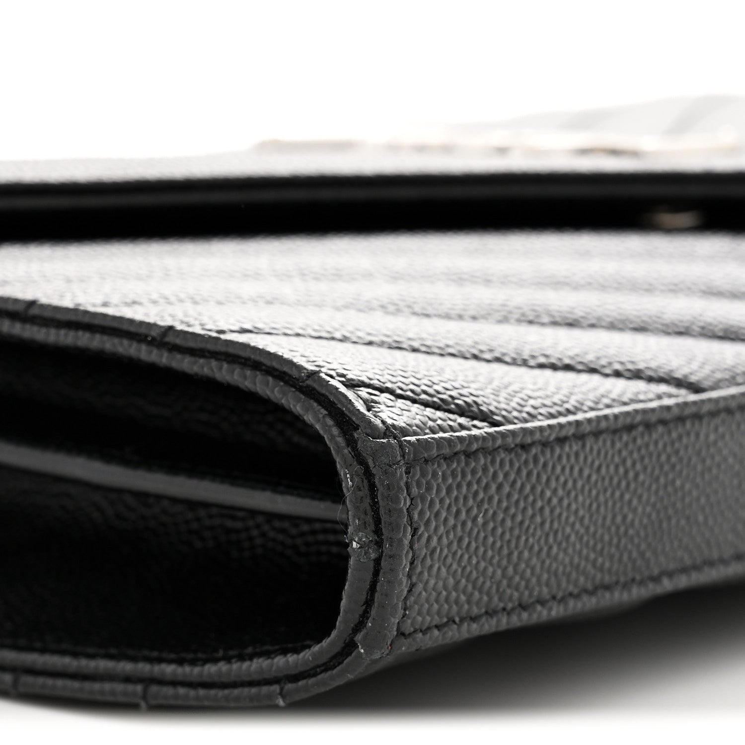 Grain De Poudre Matelasse Chevron Monogram Chain Wallet Black