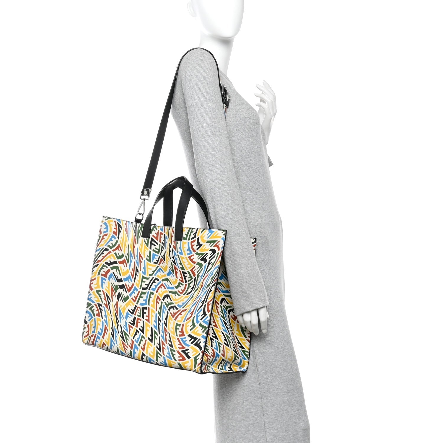 X SARAH COLEMAN Vitello Grace Light FF Vertigo Shopping Tote White Ice Multicolor