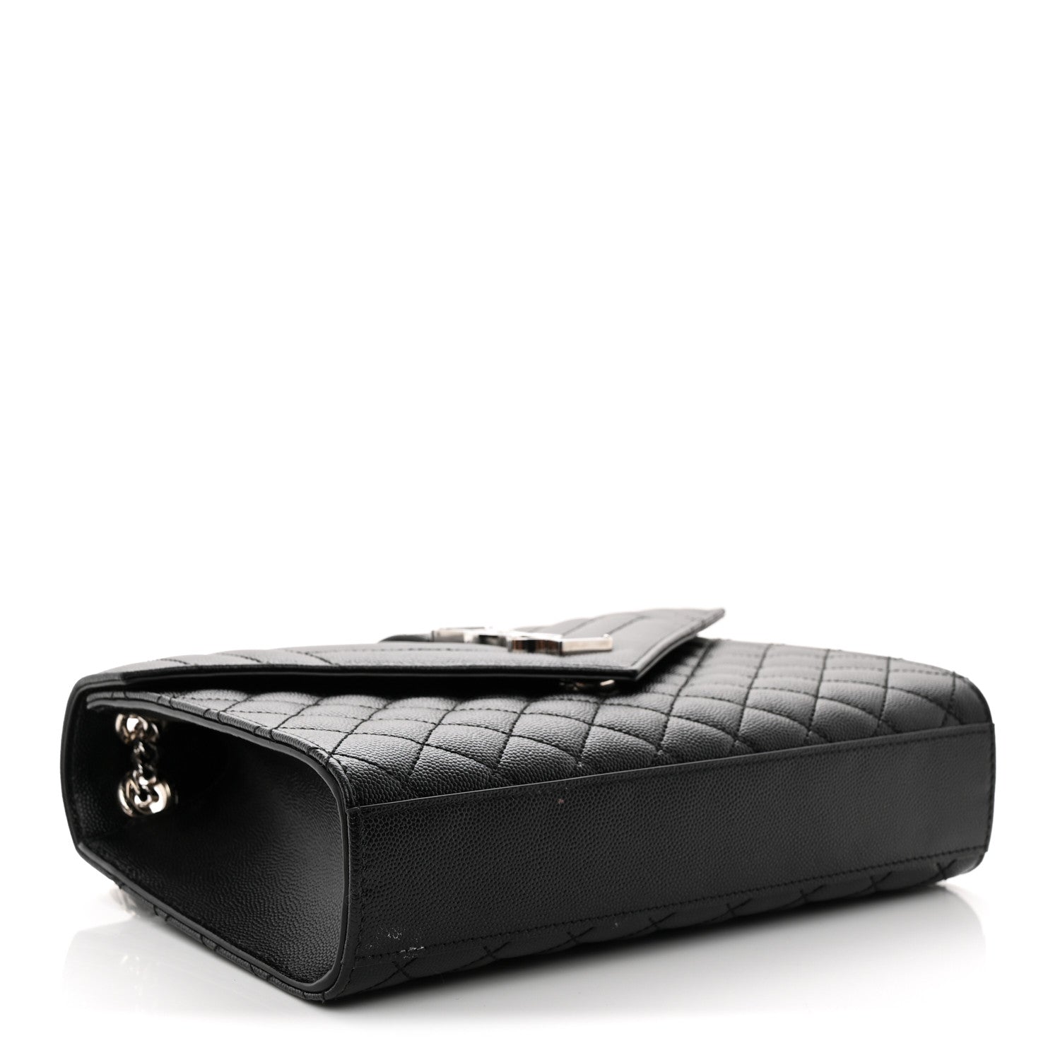 Grain De Poudre Textured Mixed Matelasse Triquilt Medium Monogram Satchel Black