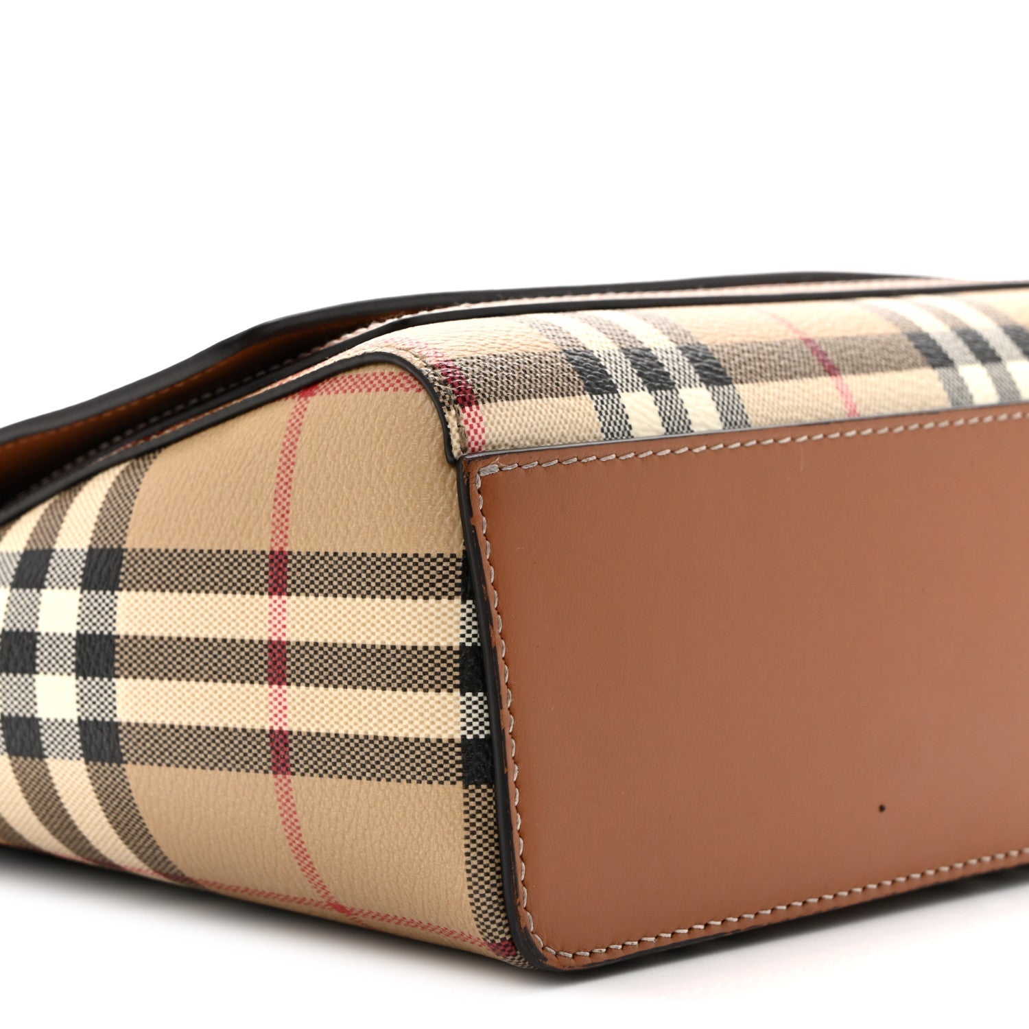 Coated Canvas Calfskin Vintage Check Medium Note Crossbody Bag Briar Brown