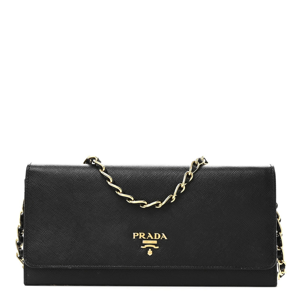 Saffiano Metal Oro Chain Wallet Black Black