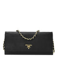 Saffiano Metal Oro Chain Wallet Black Black