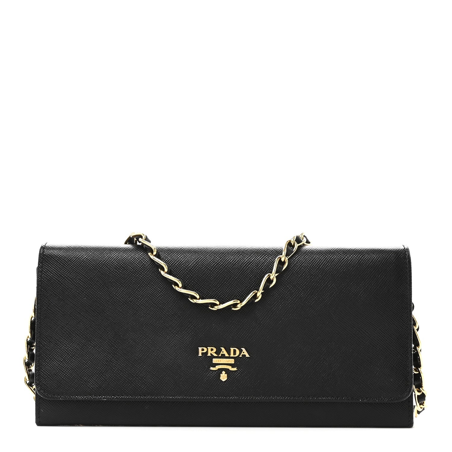 Saffiano Metal Oro Chain Wallet Black Black