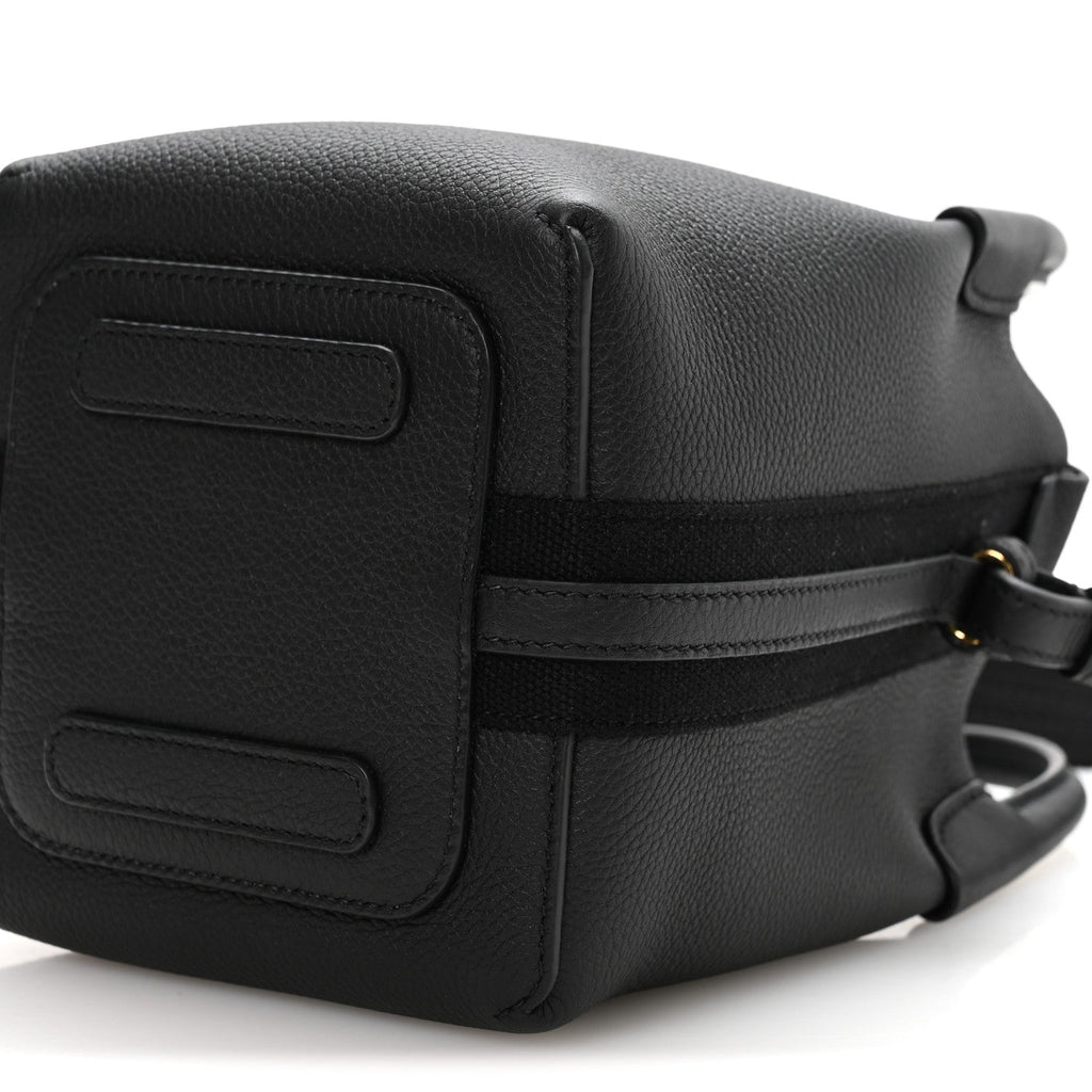 Grained Calfskin Micro Bale Bag Black