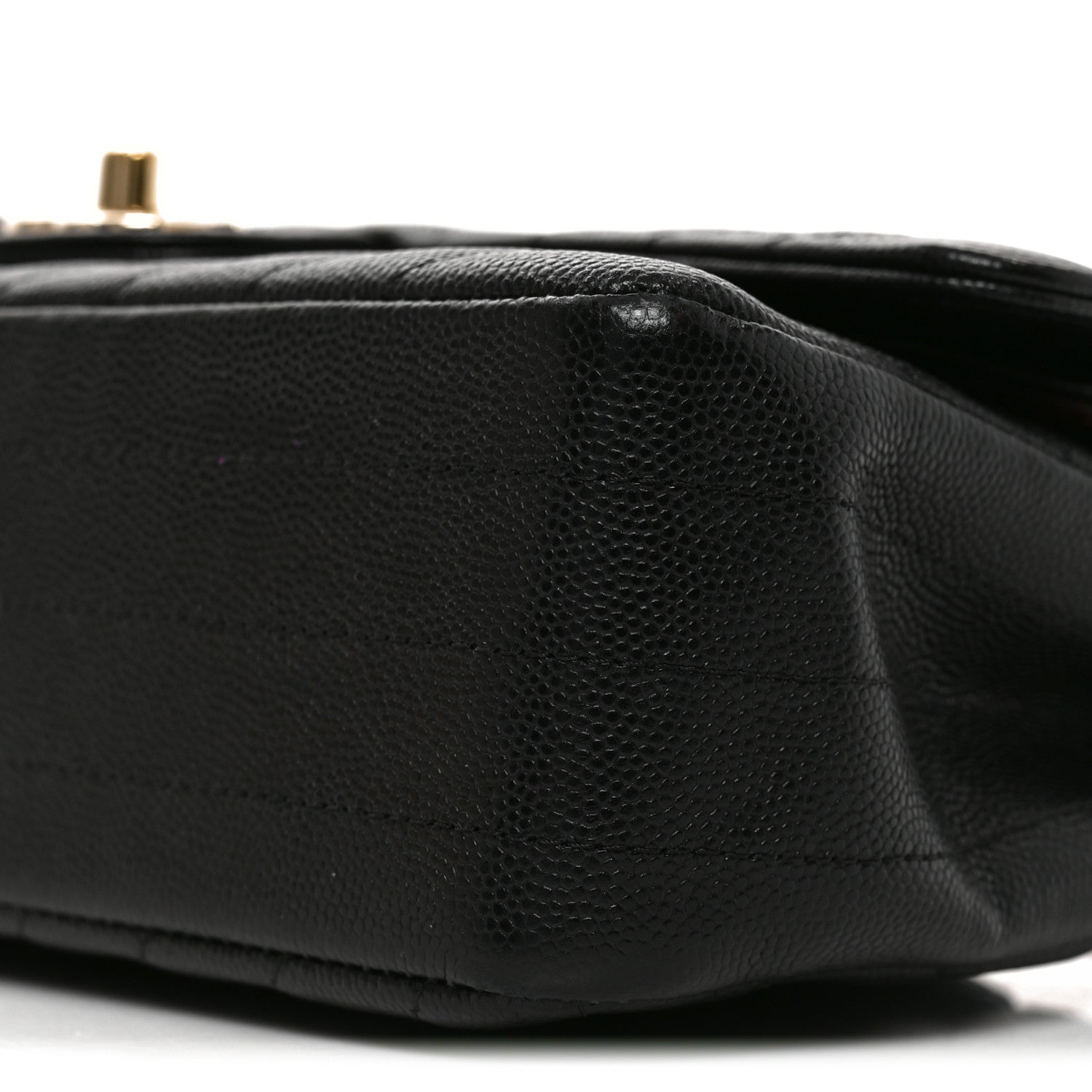 Caviar Chevron Quilted Medium Double Flap Black