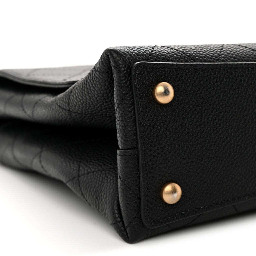 Grained Calfskin Stitched Flap Black