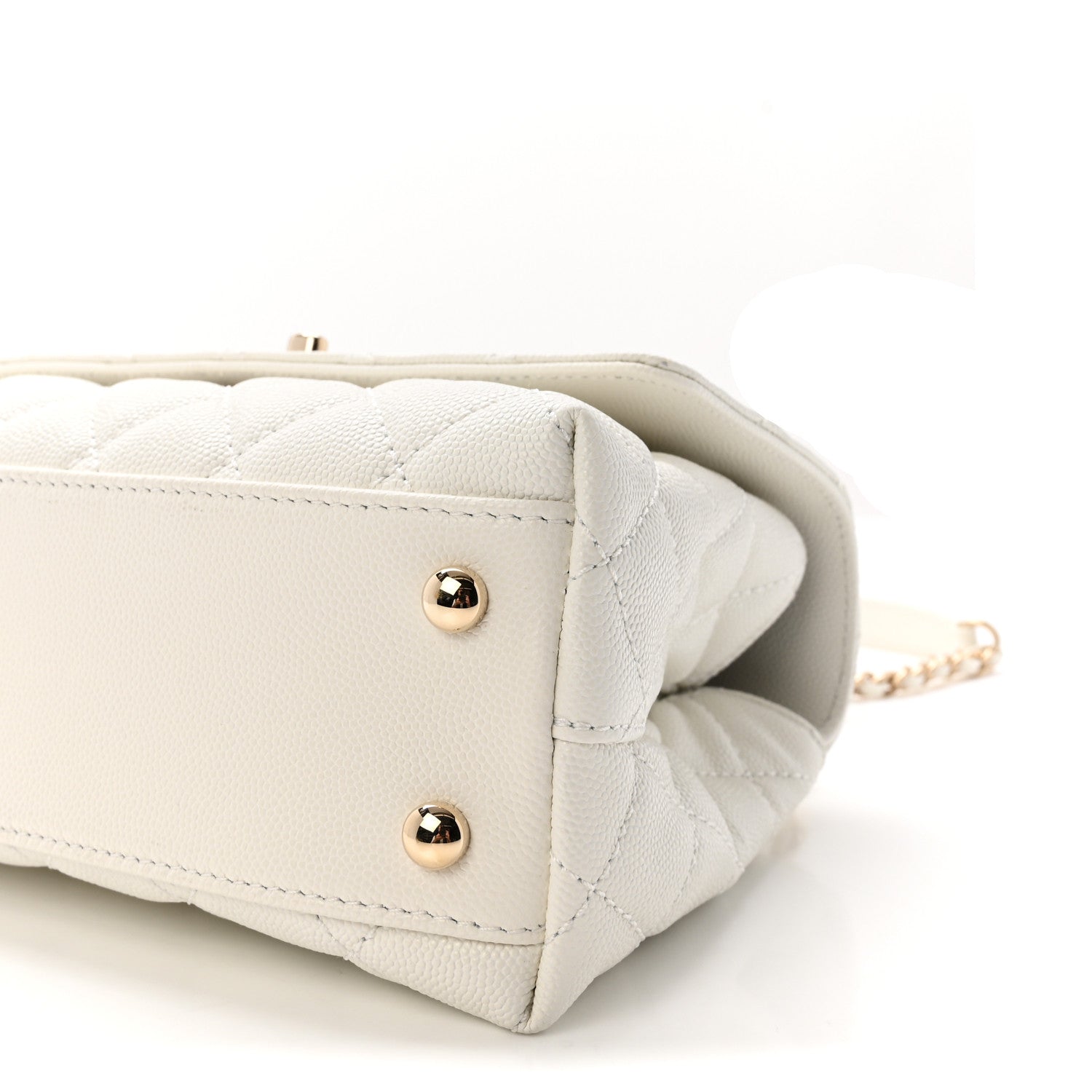 Caviar Quilted Mini Coco Handle Flap White