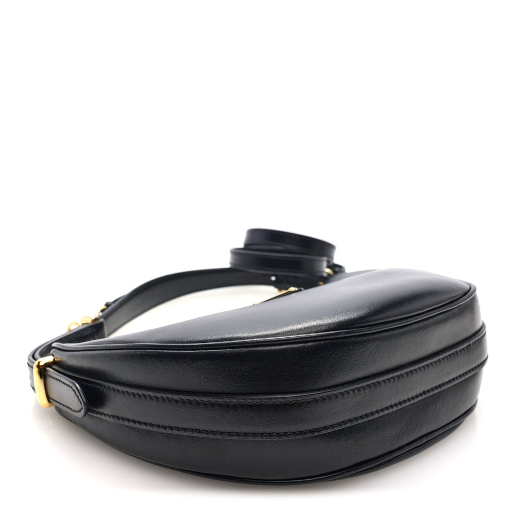 Soft Calfskin Arque Shoulder Bag Black