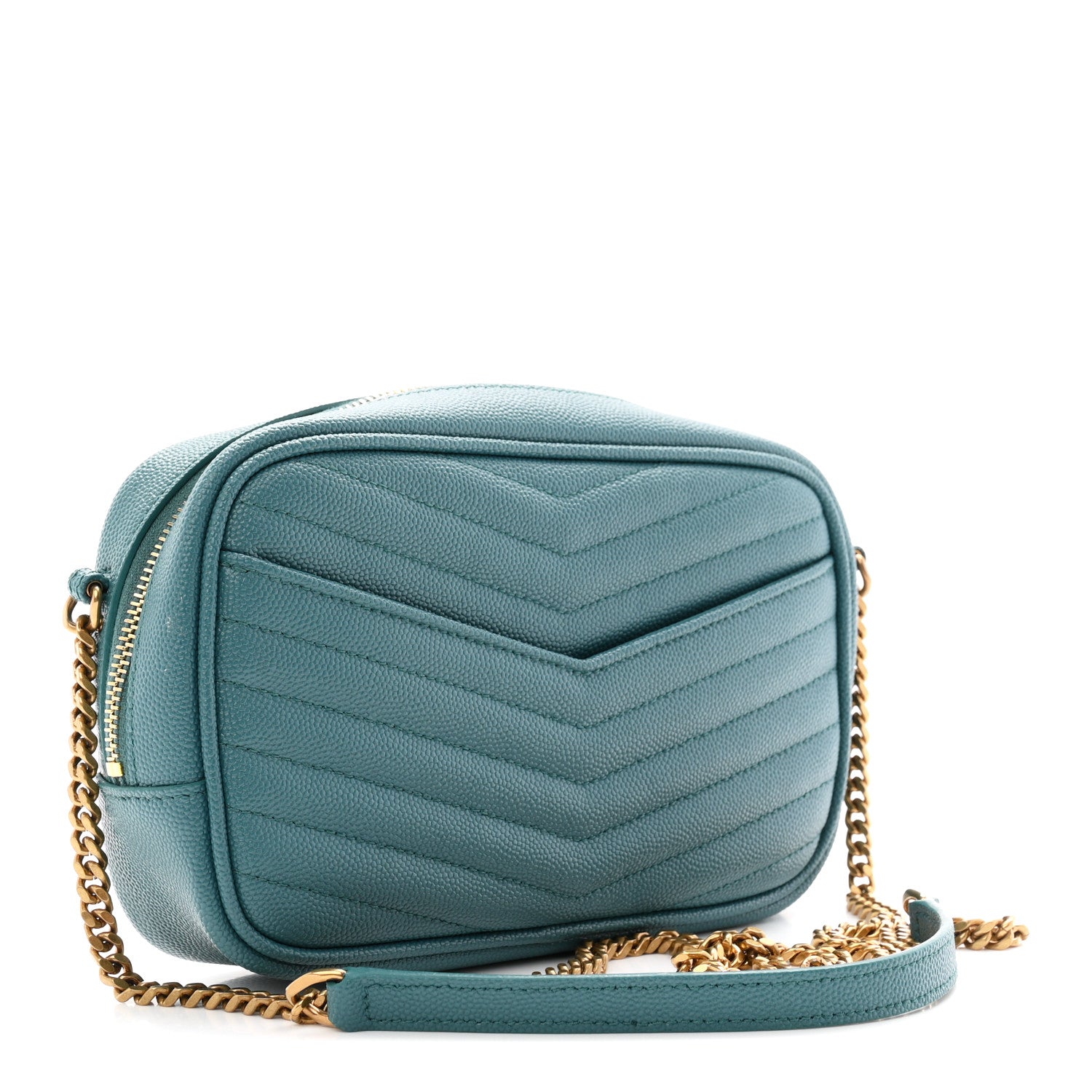 Grain De Poudre Matelasse Monogram Mini Lou Camera Bag Blue Vert