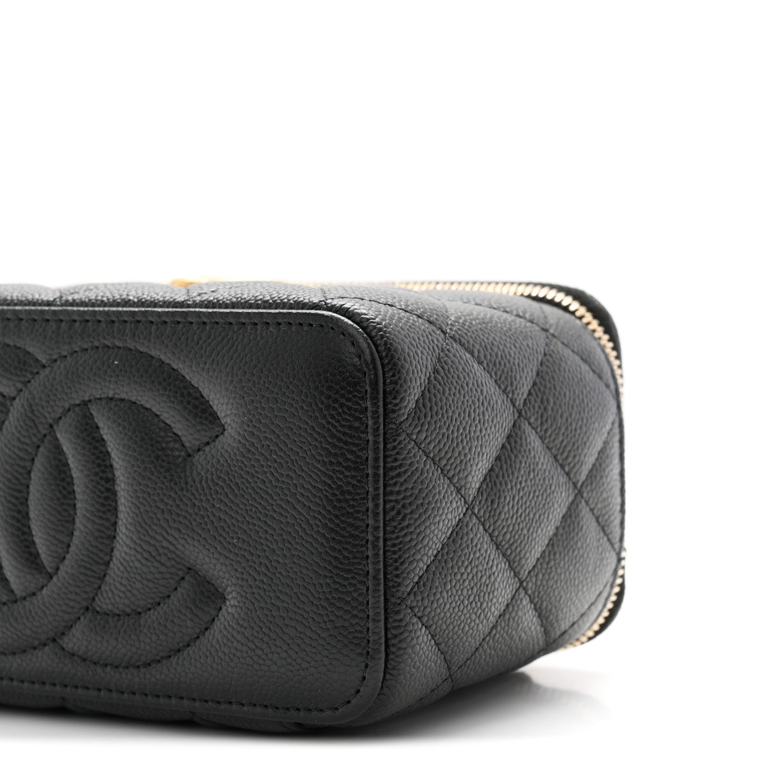Caviar Quilted Sweetheart Vanity Case Black