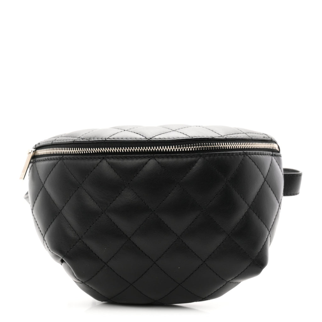 Calfskin Quilted Uniform Waist Belt Bag Black