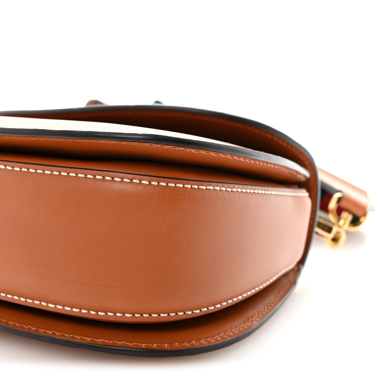 Boarded Dyana Lux Calfskin Web Small Bamboo 1947 Top Handle Bag Brown
