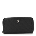 Caviar Quilted Large Gusset Zip Around Wallet Black