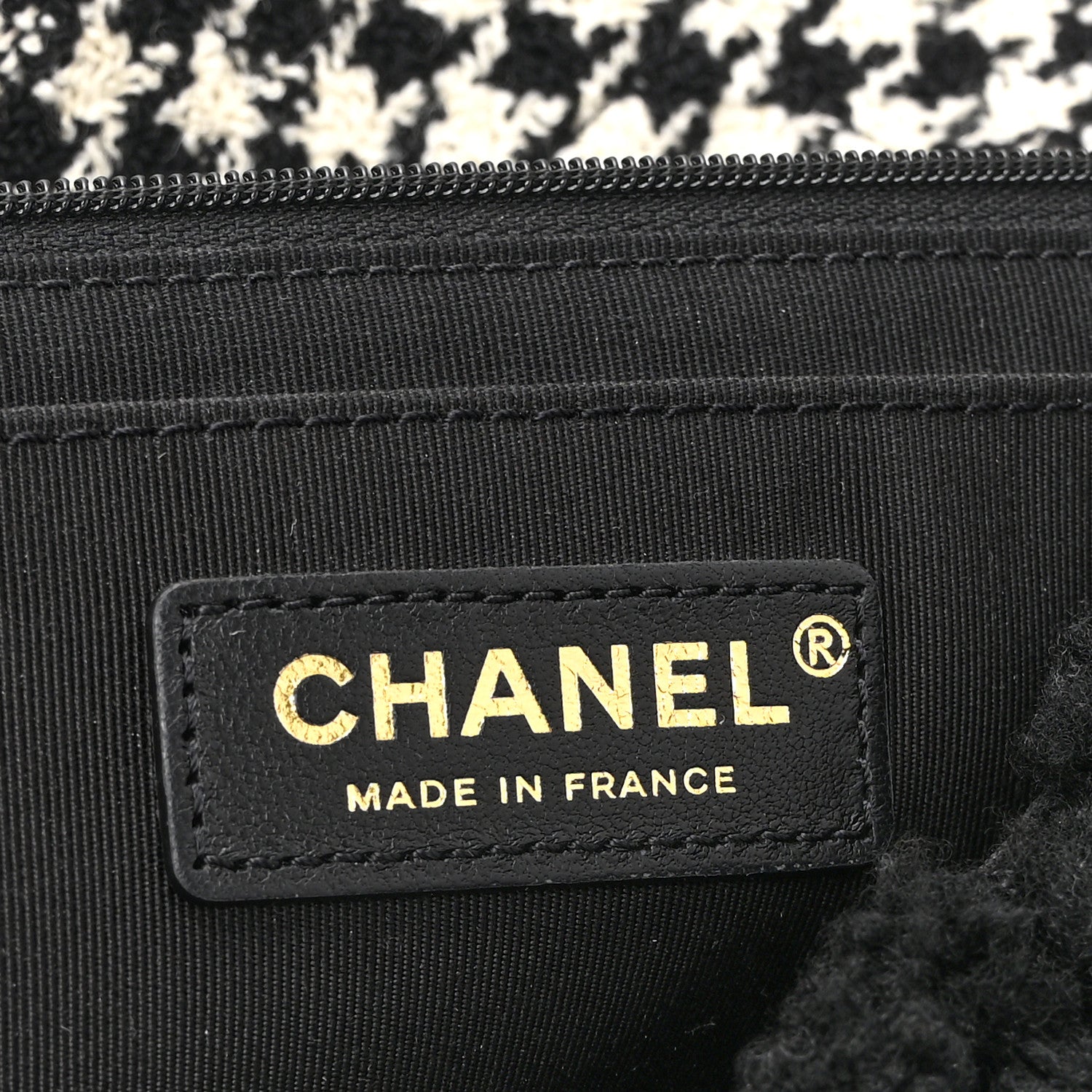 Shearling Tweed Jumbo Single Flap Black White