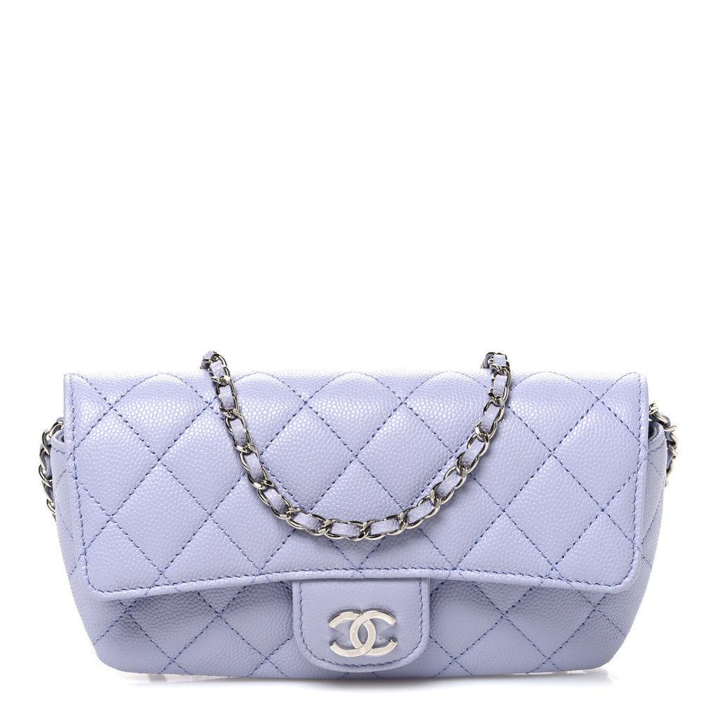 Caviar Quilted Glasses Case With Chain Light Purple