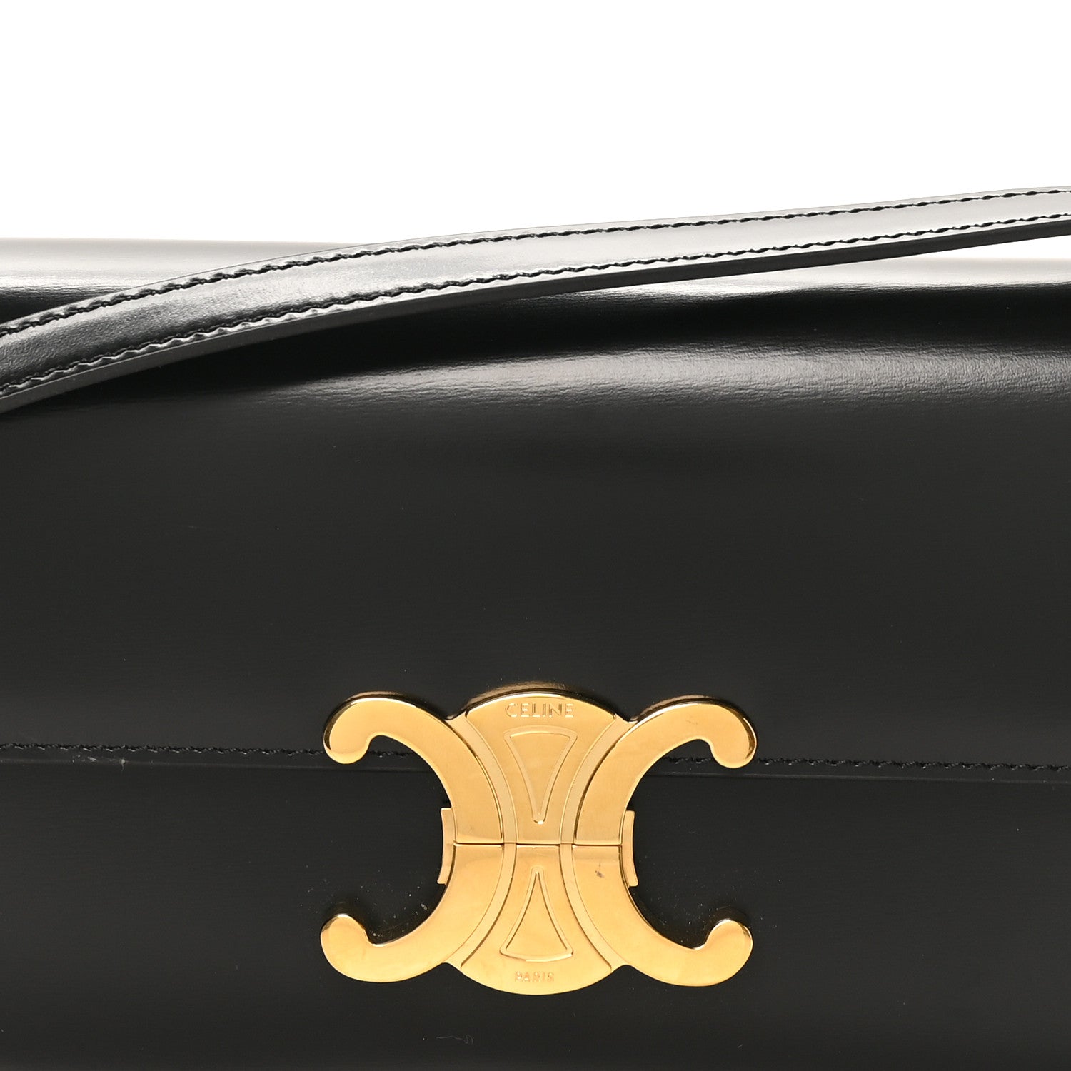 Shiny Calfskin Triomphe Shoulder Bag Black