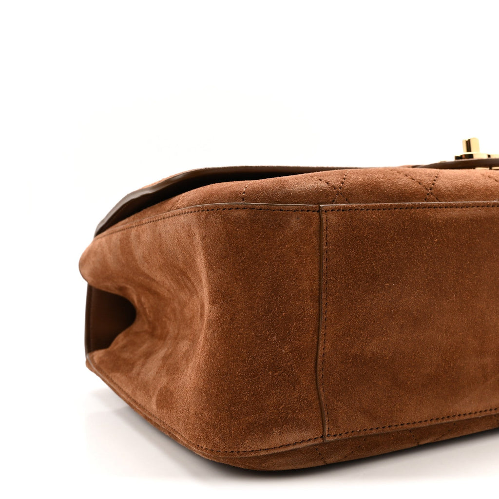 Suede Calfskin Small Souplissimo Maxi Flap Camel