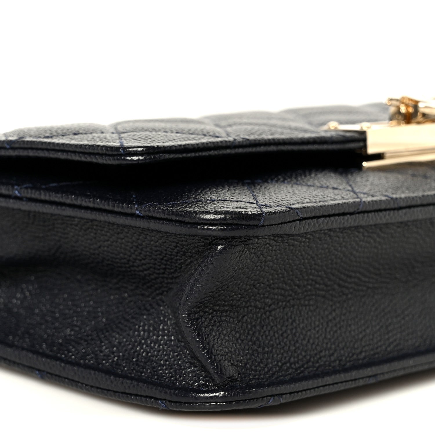 Caviar Quilted Golden Class Wallet On Chain WOC Navy
