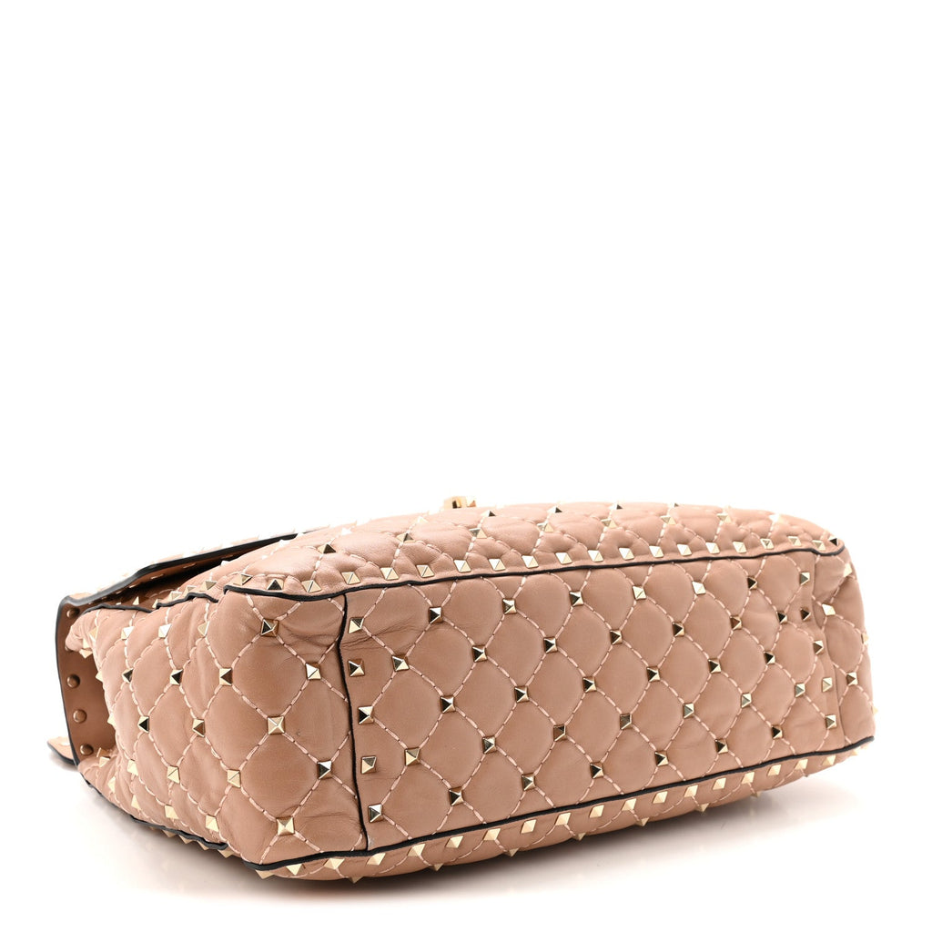 Nappa Large Rockstud Spike Shoulder Bag Poudre