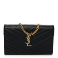 Grain De Poudre Matelasse Chevron Monogram Chain Wallet Black