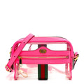 Vinyl Web Mini Ophidia Transparent Shoulder Bag Fluorescent Fuchsia