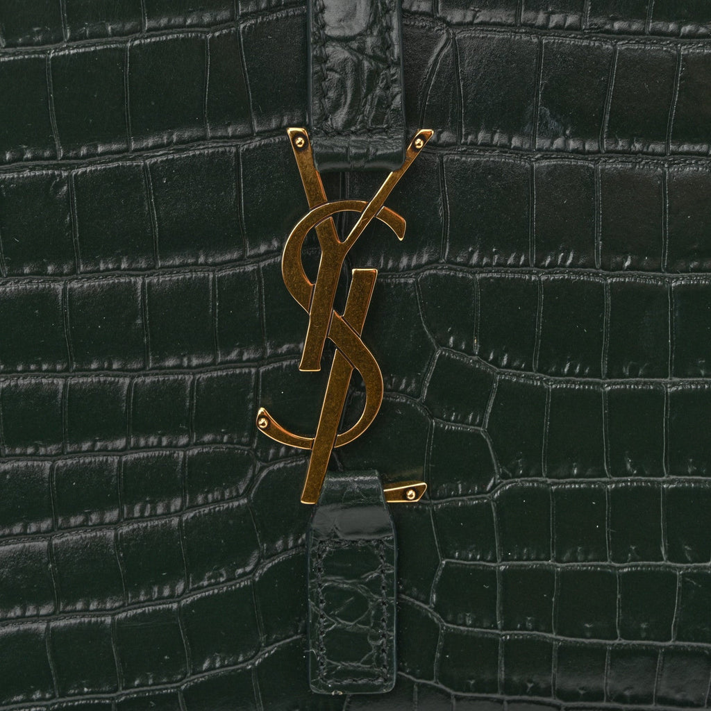 Calfskin Crocodile Embossed LE 5 A 7 Hobo Vert Fonce