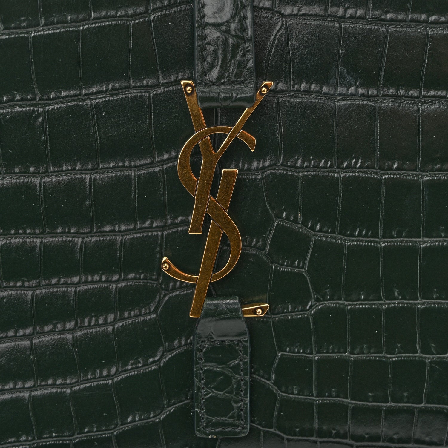 Calfskin Crocodile Embossed LE 5 A 7 Hobo Vert Fonce