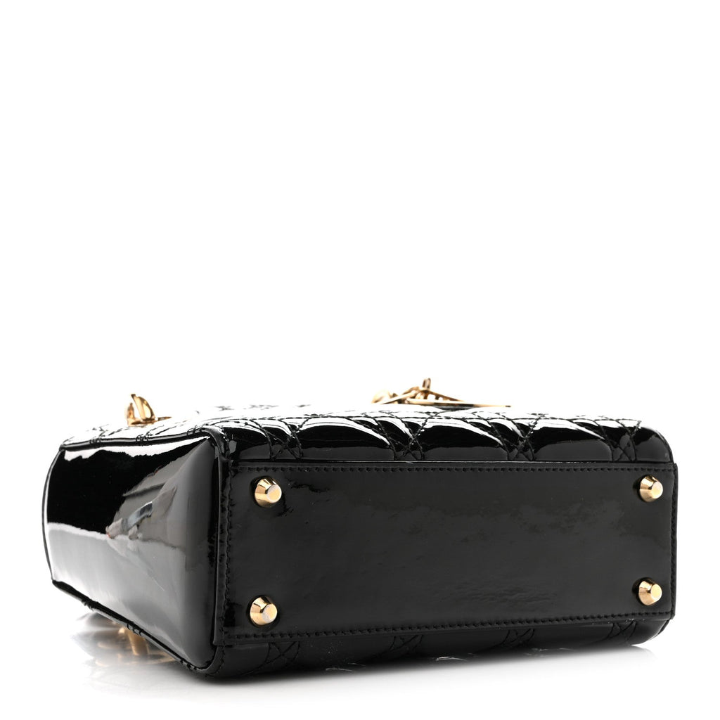 Patent Cannage Mini Lady Dior Black